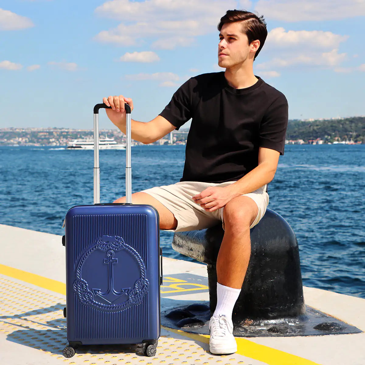 Biggdesign Ocean Carry On Luggage, Blue, Small - 20998654