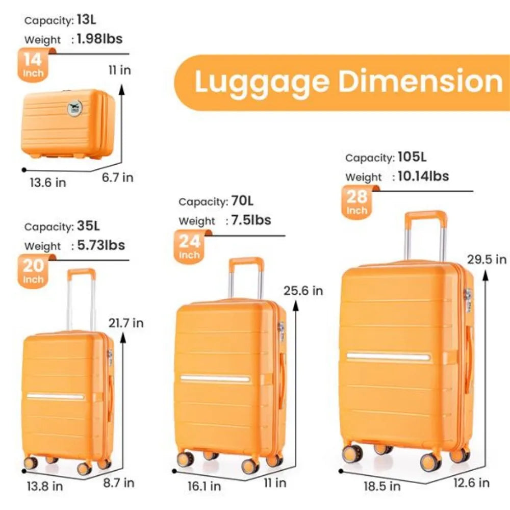 Luggage Sets 4 Piece PP Lightweight & Durable Expandable