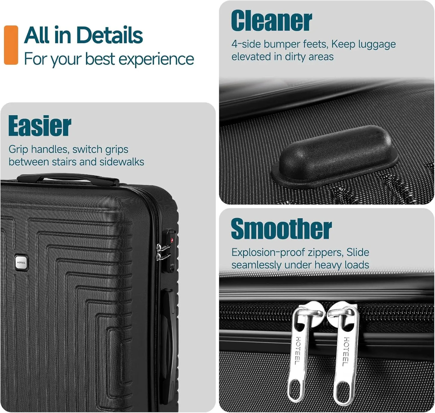 5 Piece Luggage Set with TSA Lock, Hardshell Suitcase