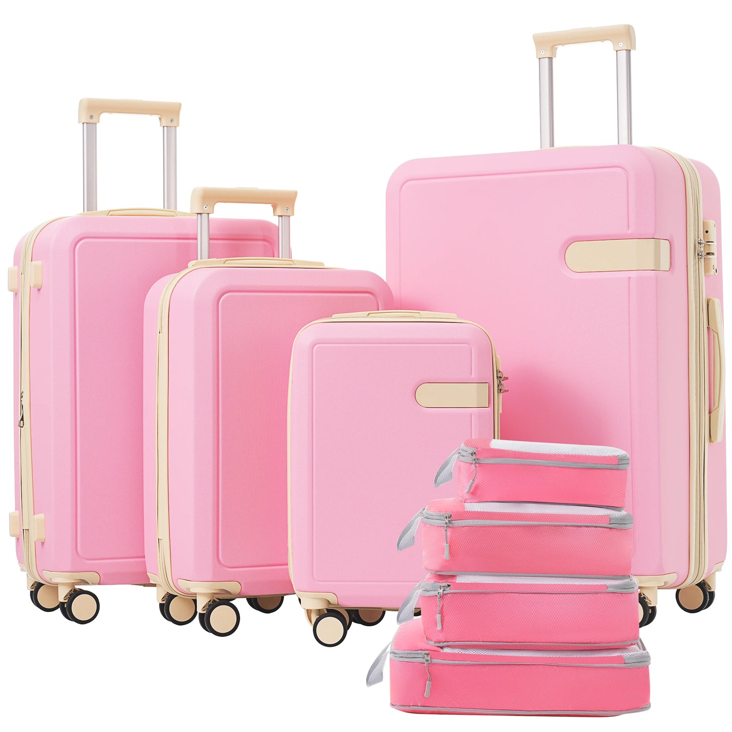4 Piece Luggage Set with Compression Packing Cubes