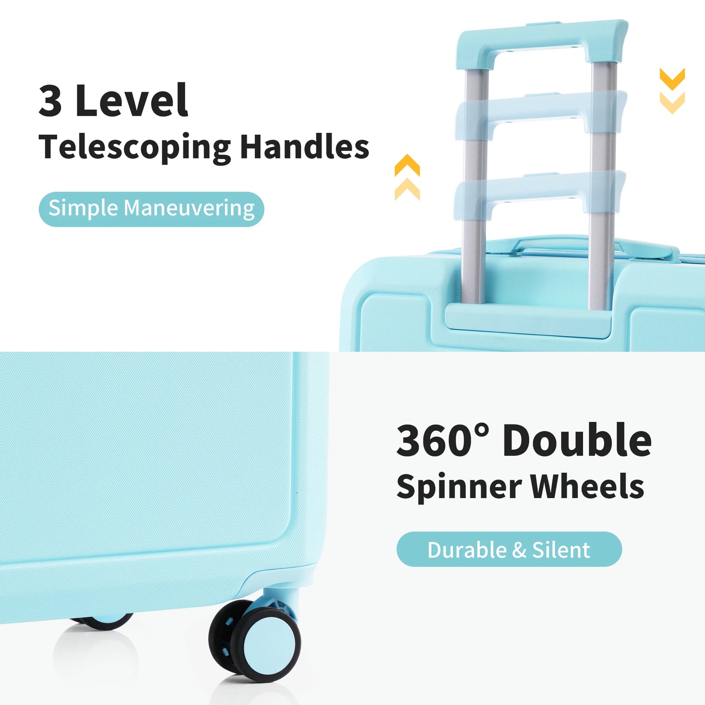 4 Piece Luggage Set with Compression Packing Cubes