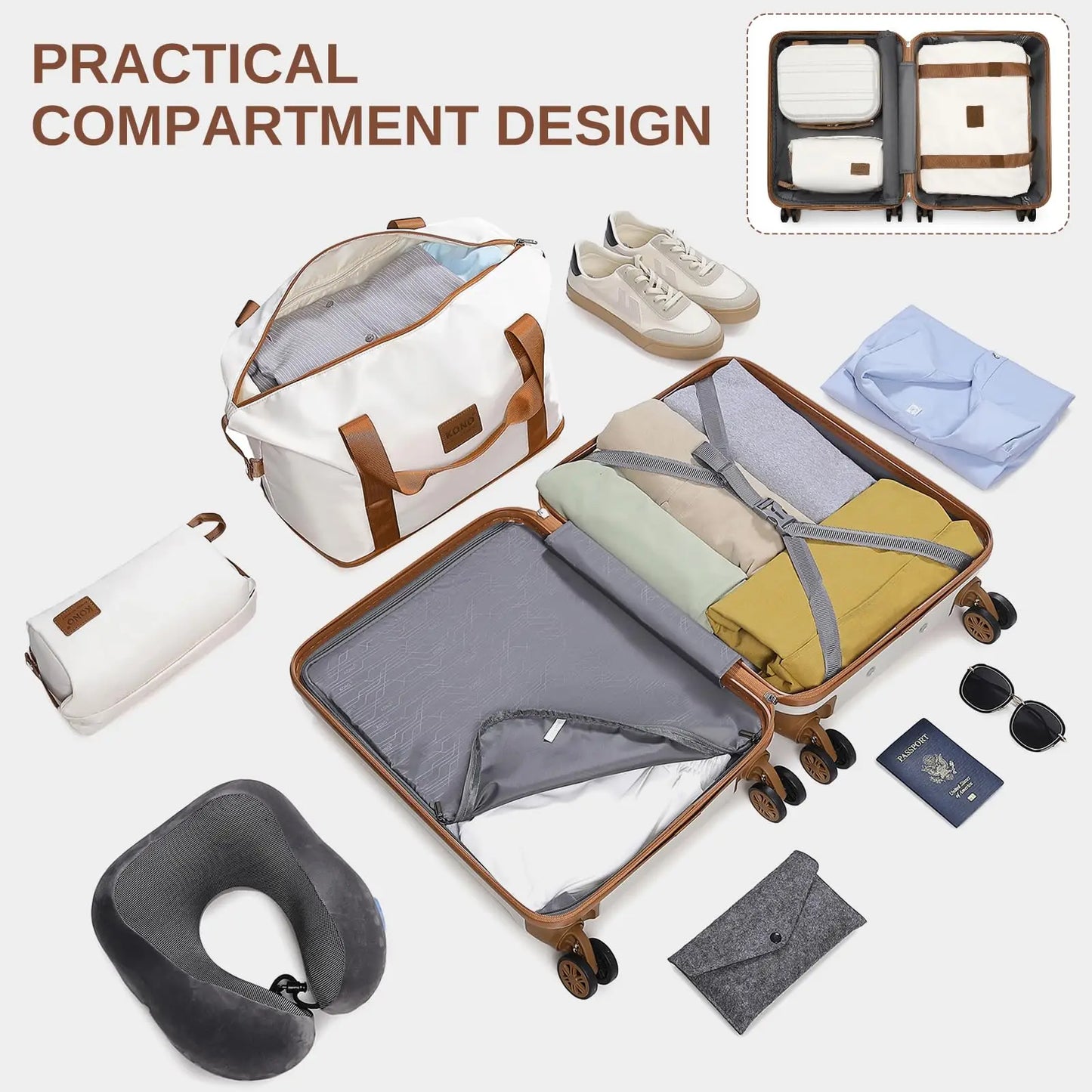 Kono Luxury 6-Piece Luggage Collection - Hardshell