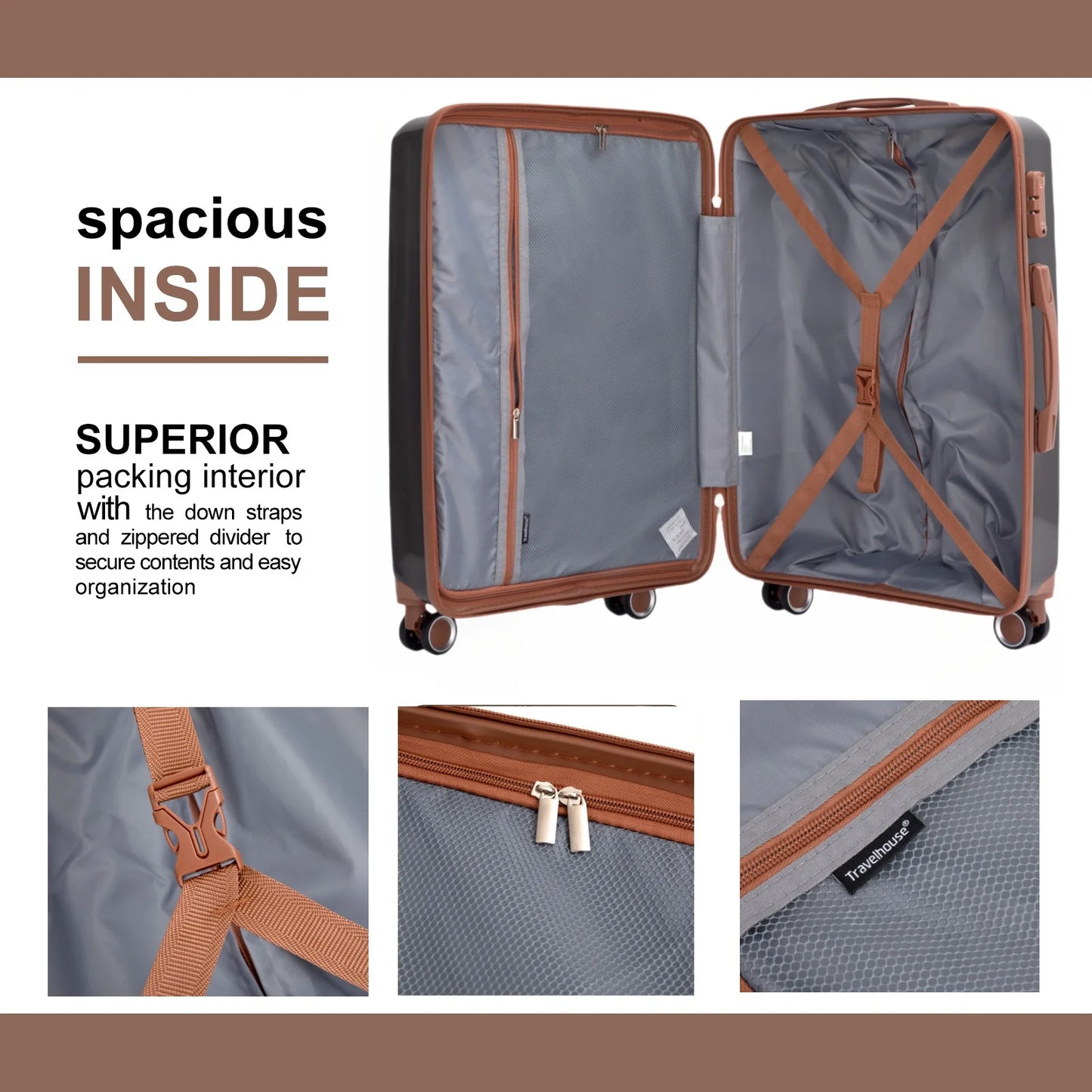 Luggage Set Suitcases Double Spinner Wheels TSA Lock