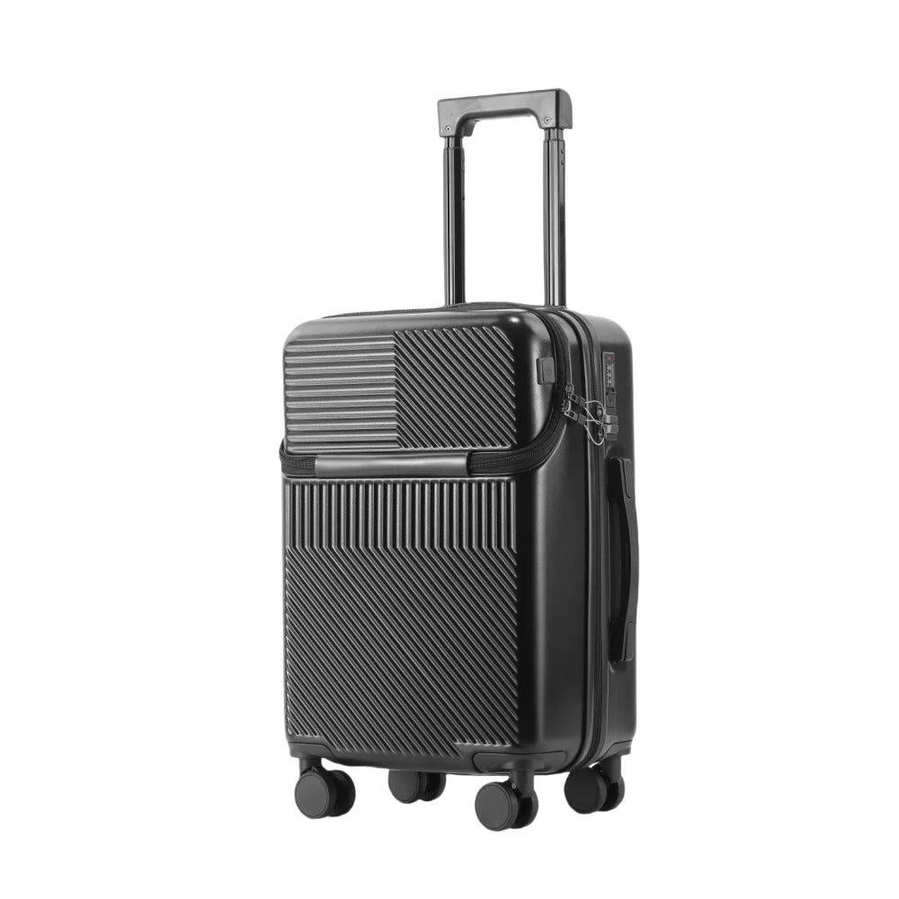 Luggage, swivel wheel combination lock carry-on