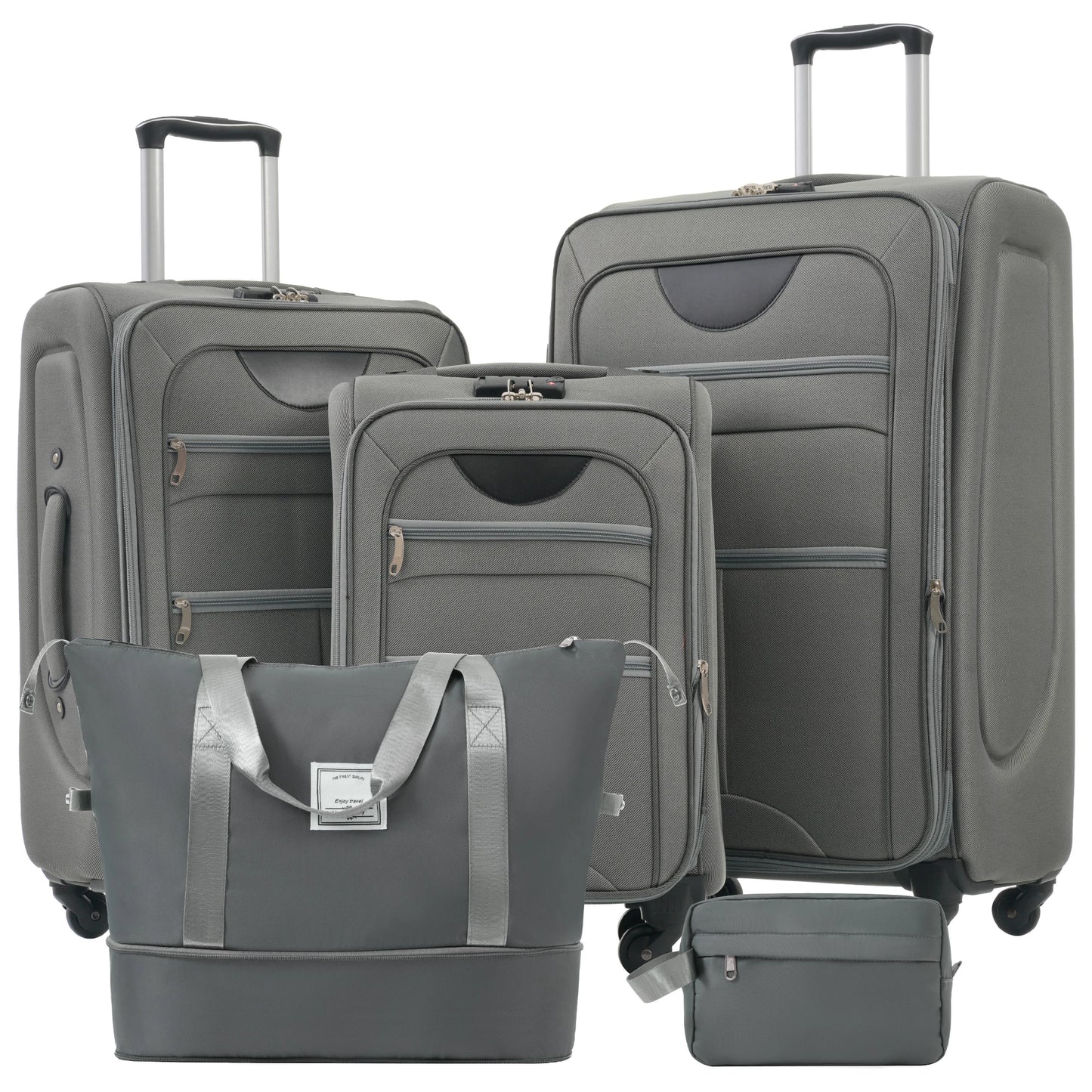 Softside Luggage Expandable Set Suitcase with Duffel Bag