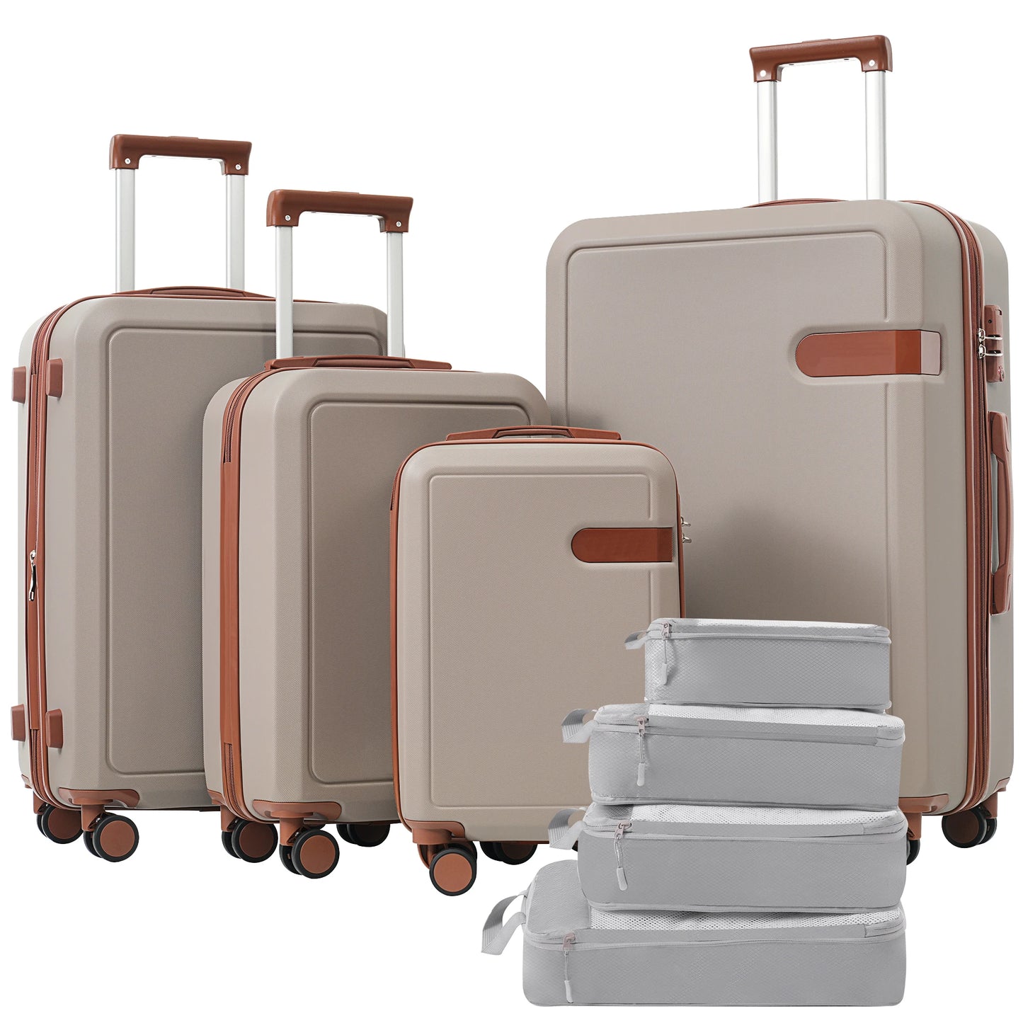 4 Piece Luggage Set with Compression Packing Cubes