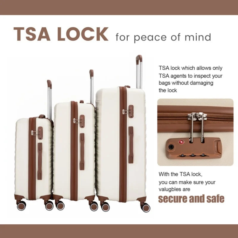 Luggage Set Suitcases Double Spinner Wheels TSA Lock