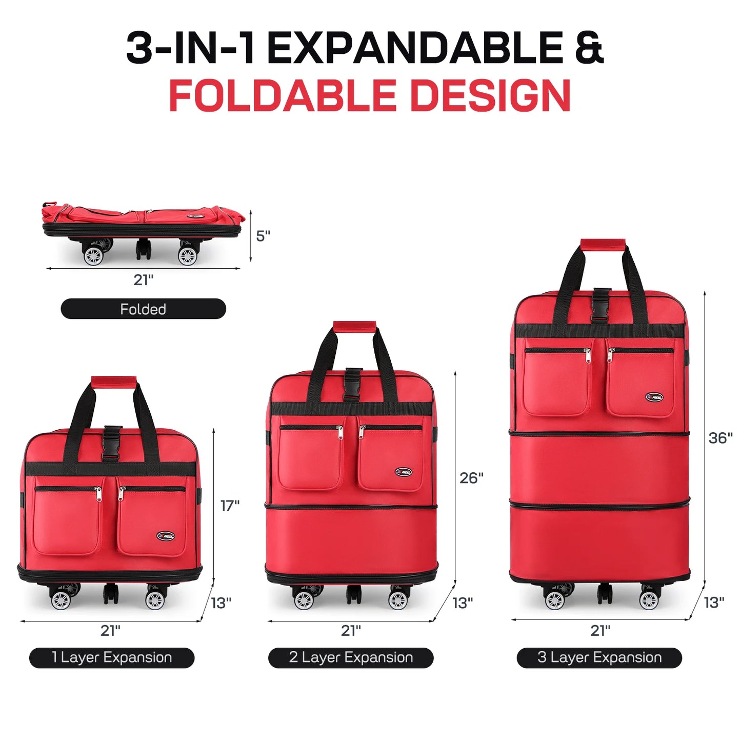 Foldable Expandable Suitcase Bag Water-resistant
