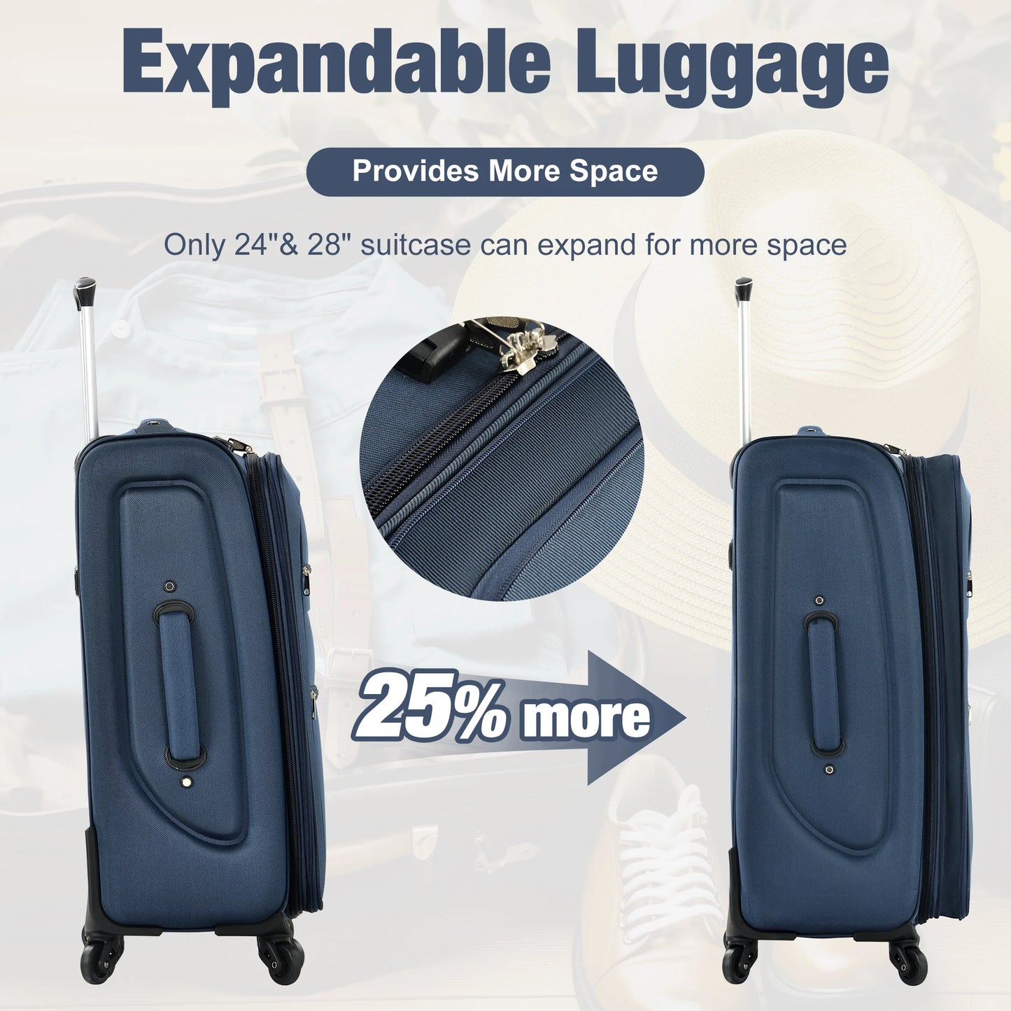 Softside Luggage Expandable Set Suitcase with Duffel Bag