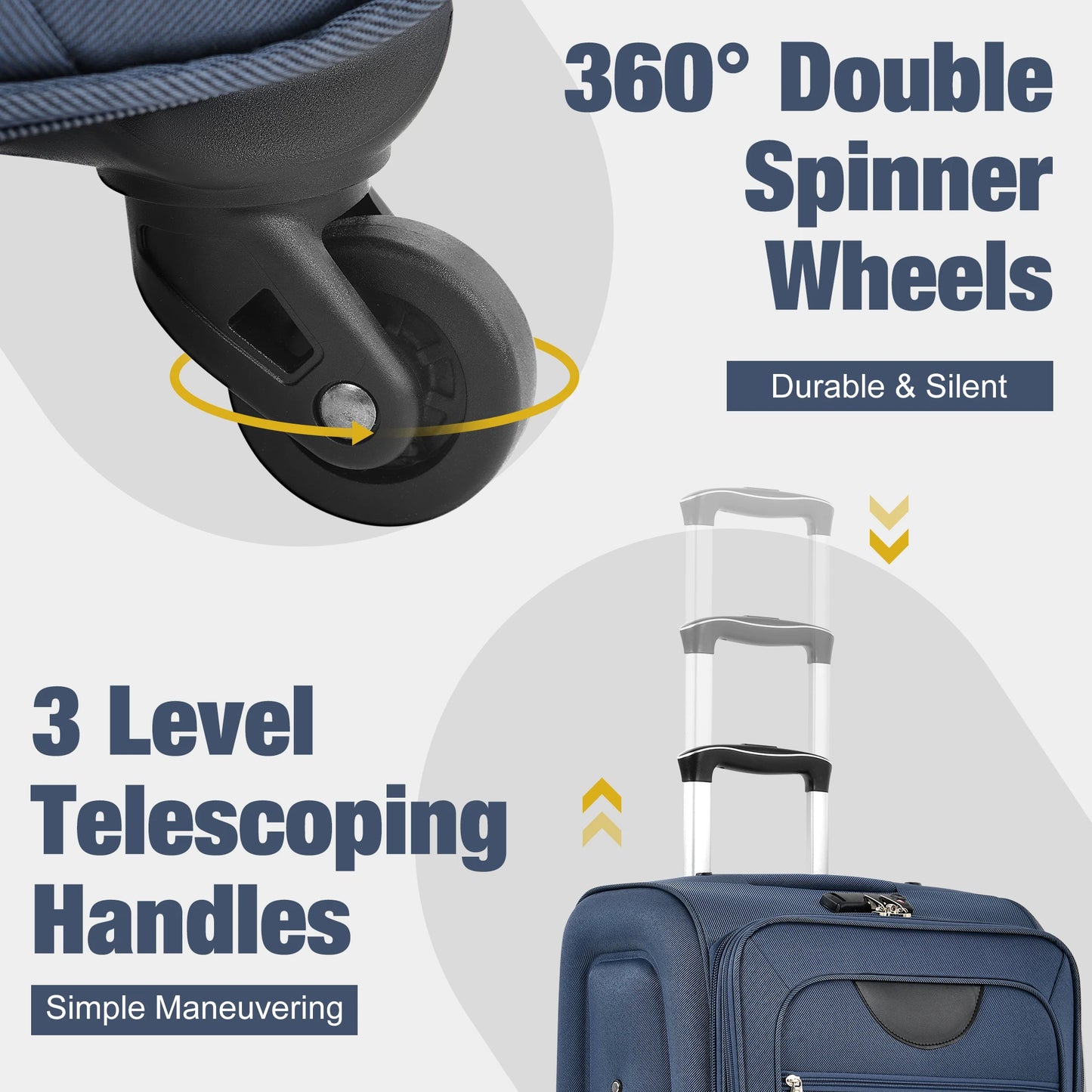 Softside Luggage Expandable Set Suitcase with Duffel Bag