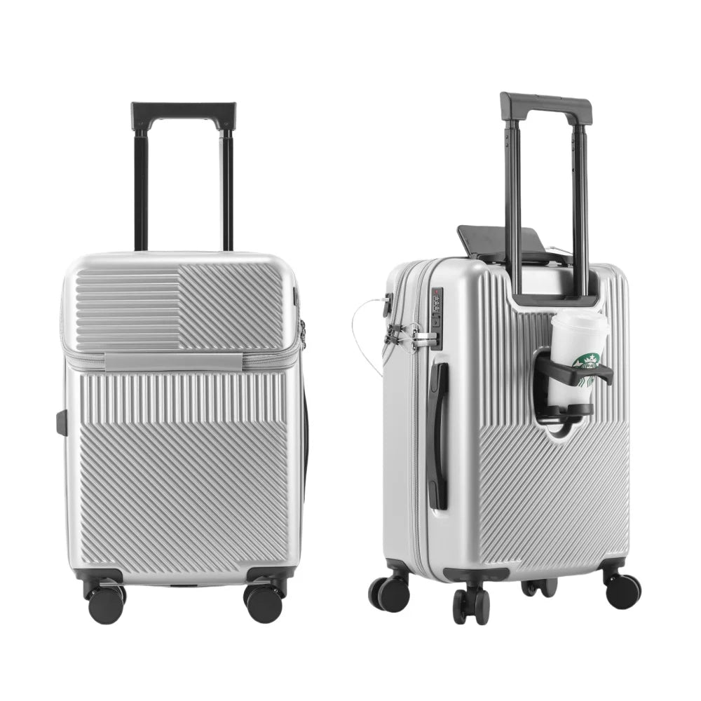 Luggage, swivel wheel combination lock carry-on