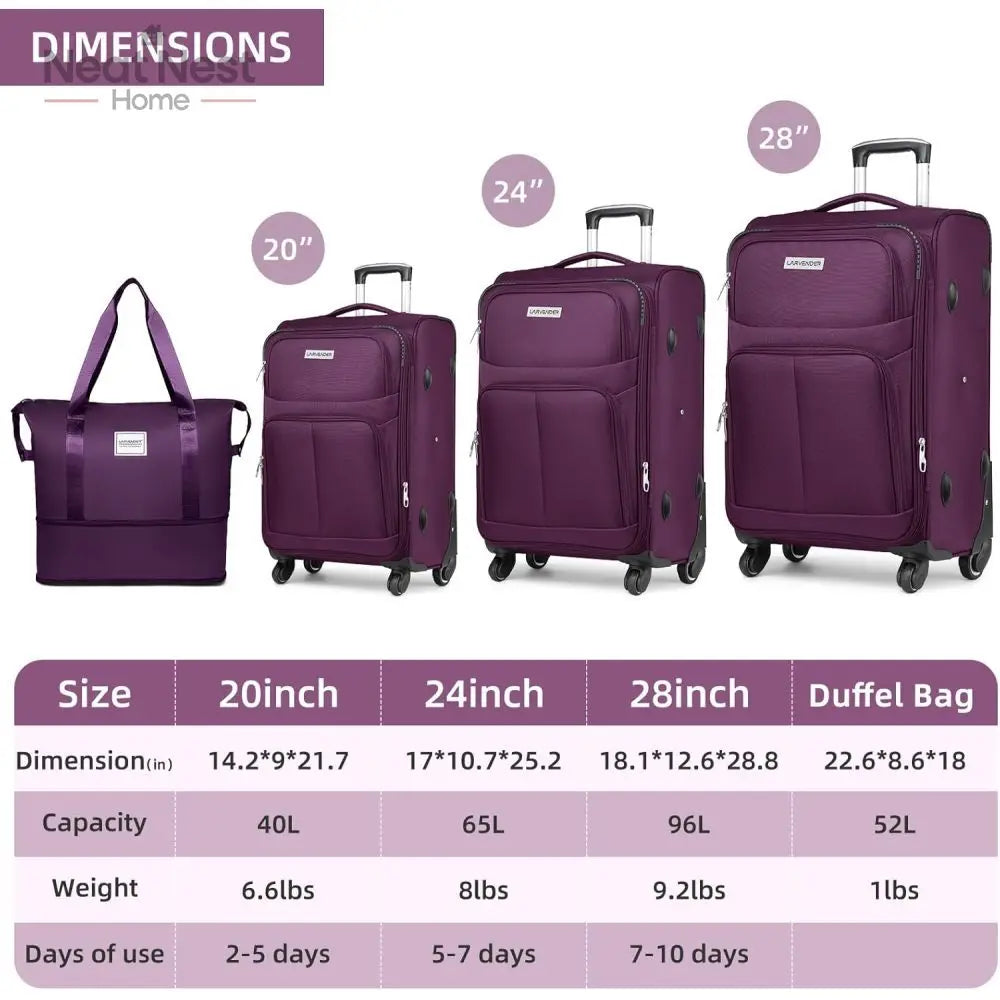 Luggage Sets,Soft side Expandable Suitcases Set,