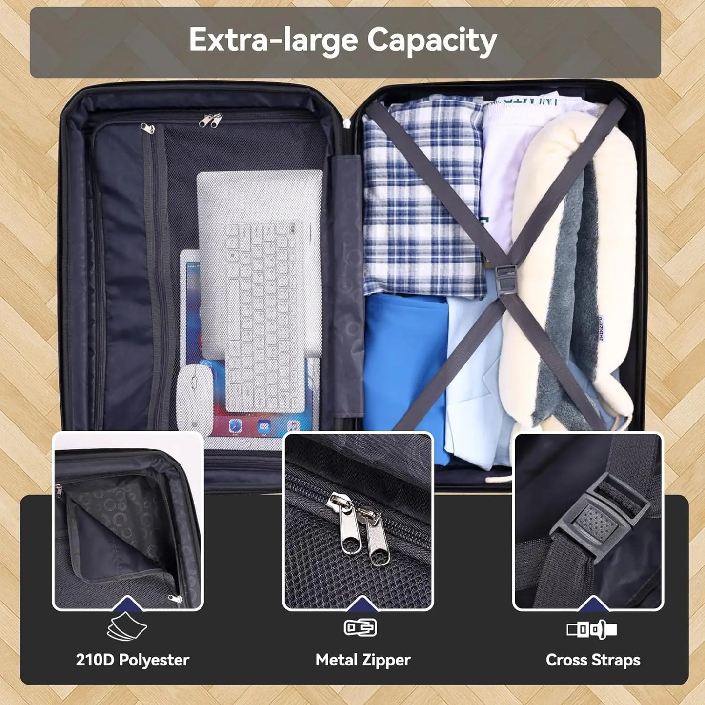 5PCS Luggage Set Expandable ABS+PC Hardshell