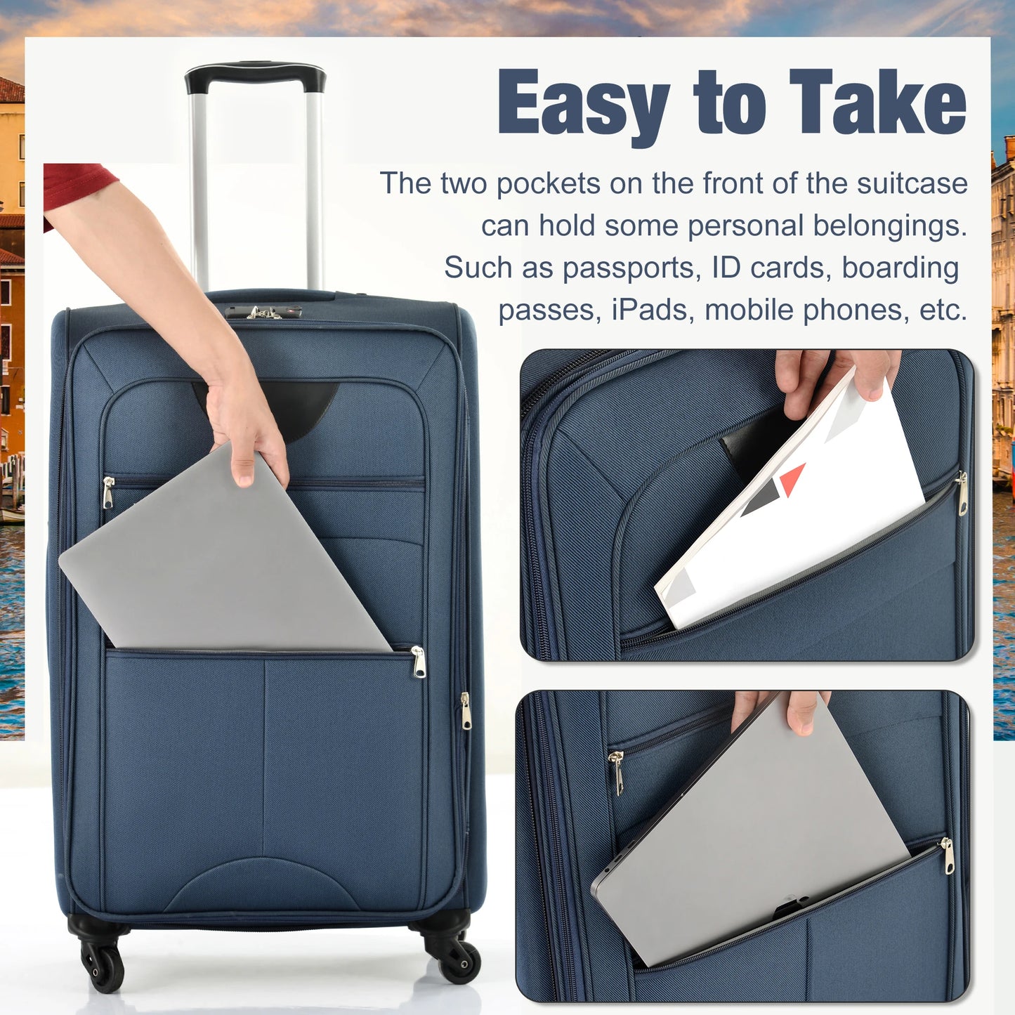 Softside Luggage Expandable Set Suitcase with Duffel Bag
