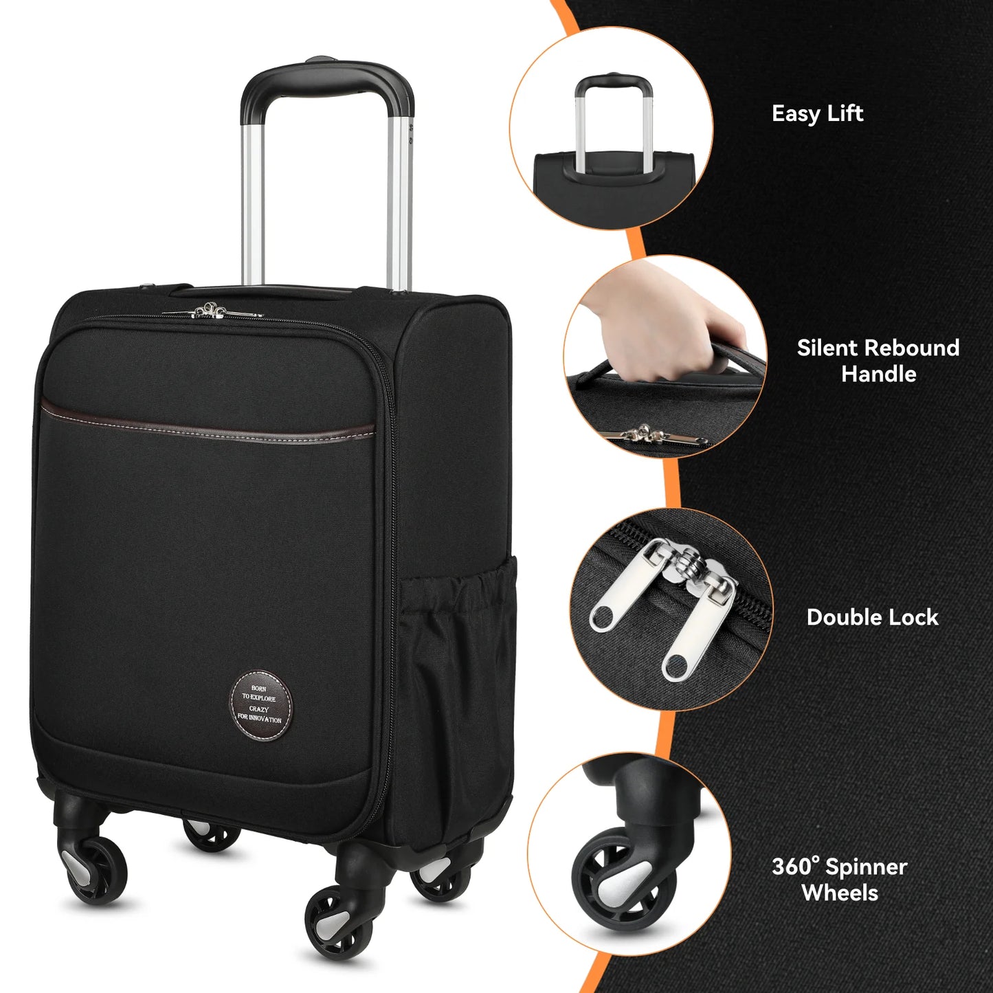 Underseat Carry-on Luggage with Wheels Lightweight