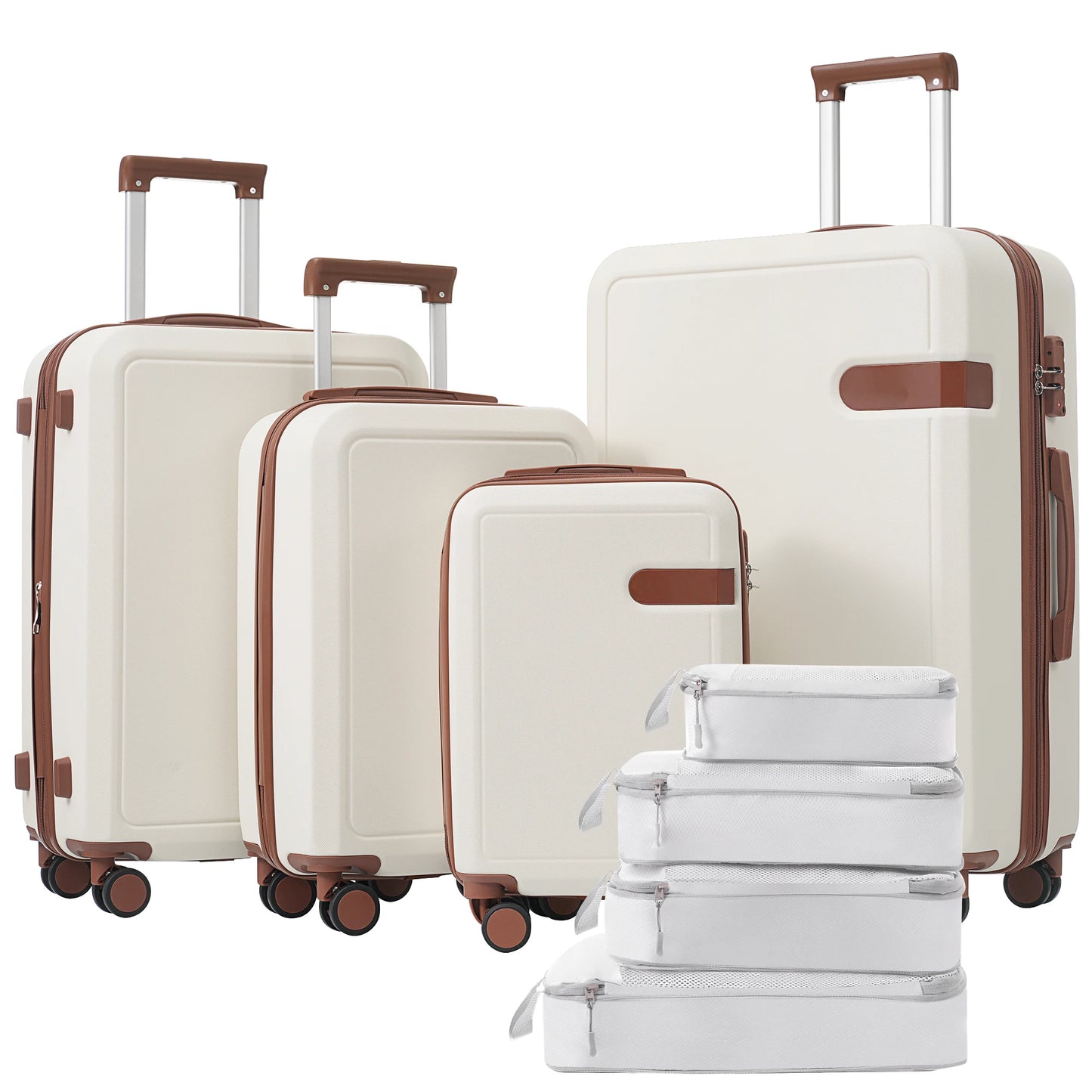 4 Piece Luggage Set with Compression Packing Cubes