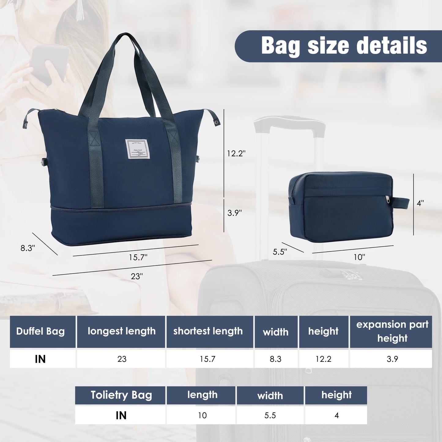 Softside Luggage Expandable Set Suitcase with Duffel Bag
