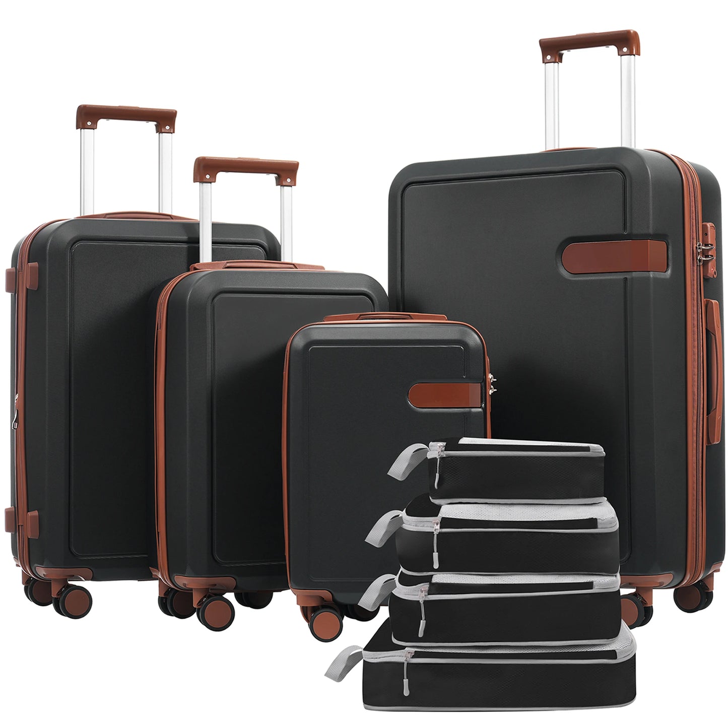 4 Piece Luggage Set with Compression Packing Cubes