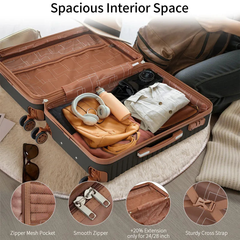 Piece Set Suitcase Set ABS Hard Shell Lightweight Expandable