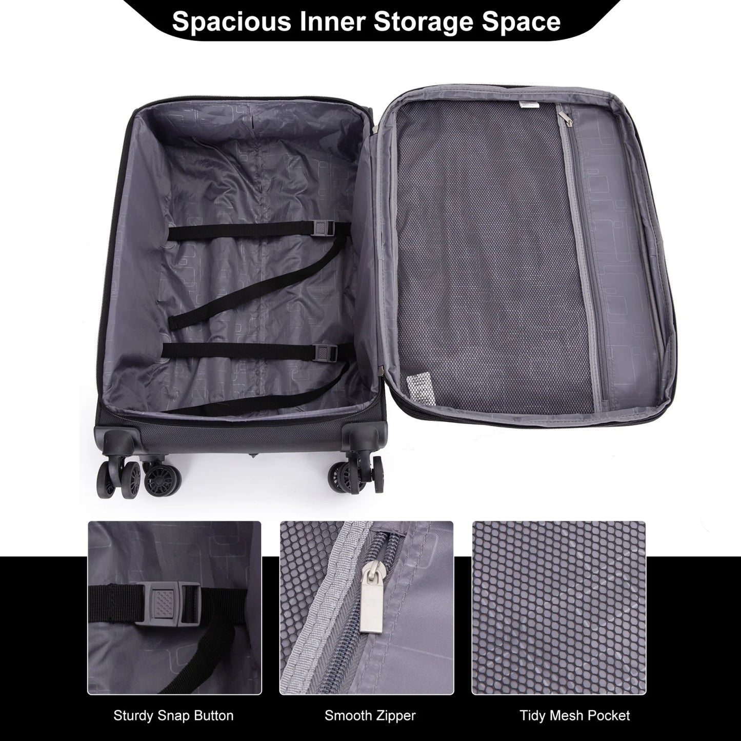 Luggage Set with Expandable, Lightweight Softside