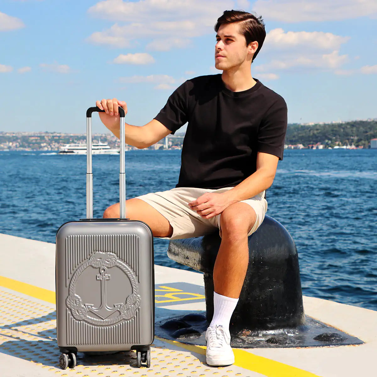 Biggdesign Ocean Carry On Luggage, Gray, Small - 67019853