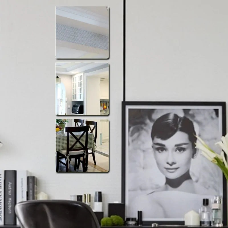 3-Piece Acrylic Mirror Sticker Set: Modern Wall Decor