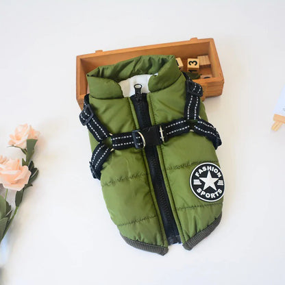 Winter Waterproof Pet Harness – Warm, Reflective & Adjustable Vest