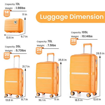 Luggage Sets 4 Piece PP Lightweight & Durable Expandable