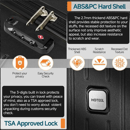 5 Piece Luggage Set with TSA Lock, Hardshell Suitcase