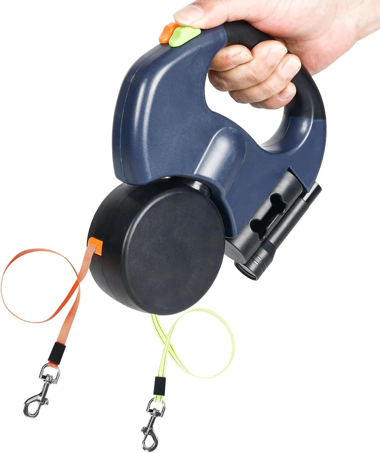 Dual Retractable Dog Leash for 2 Dogs – 360° Swivel, LED Light & Waste Bag Holder - Hot deals wave - 53328203