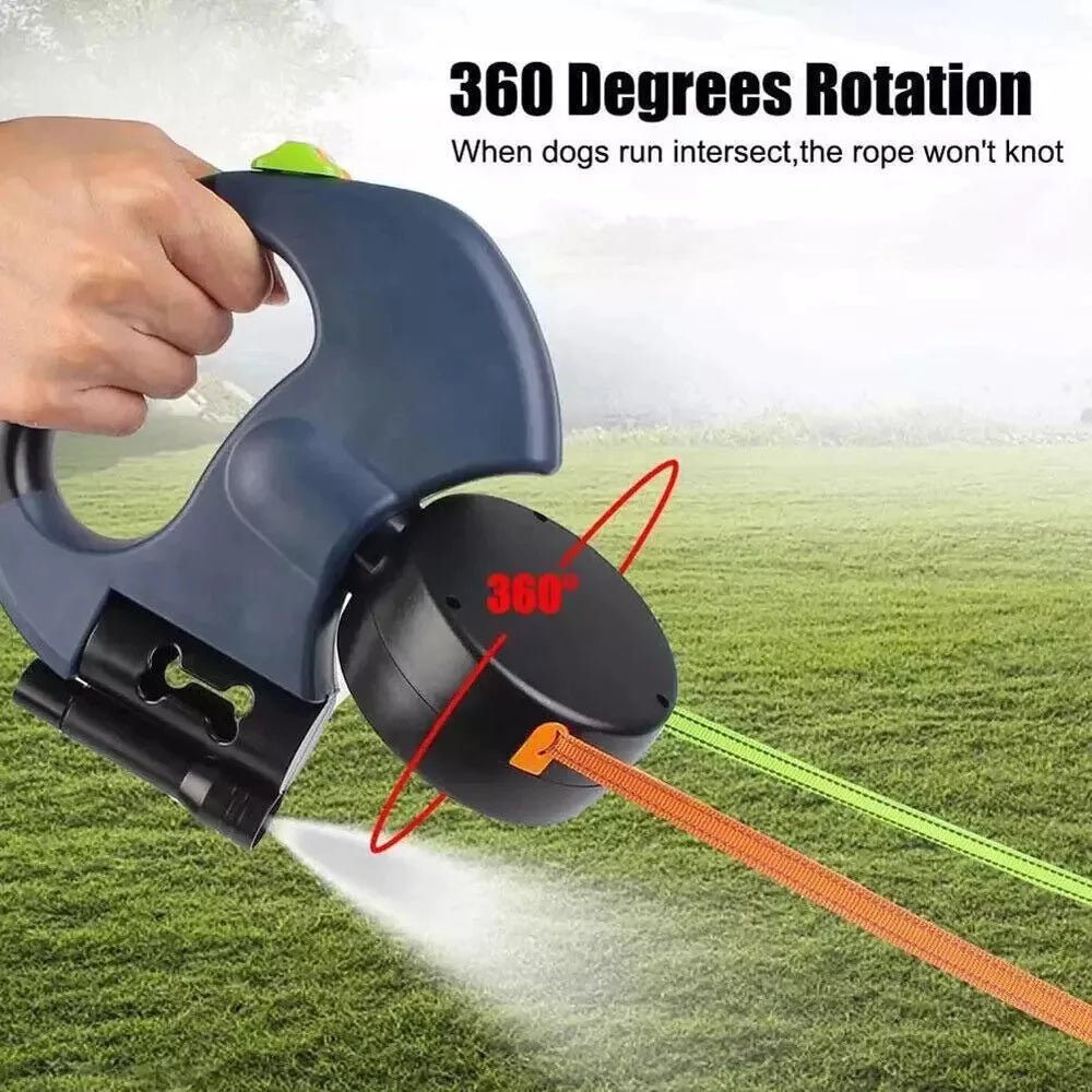 Dual dog leash with 10ft extension per dog