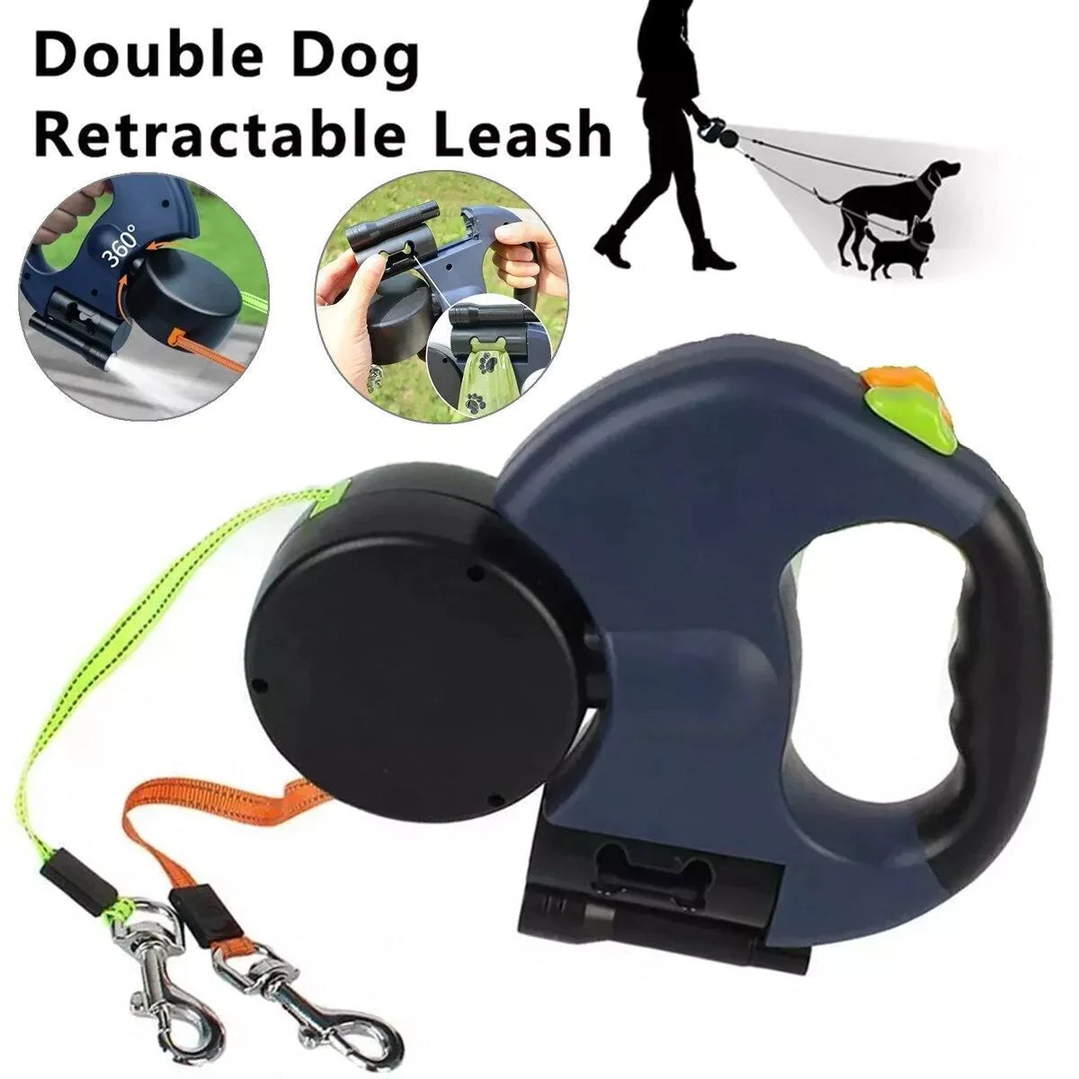 360-degree swivel design prevents tangles between two dogs