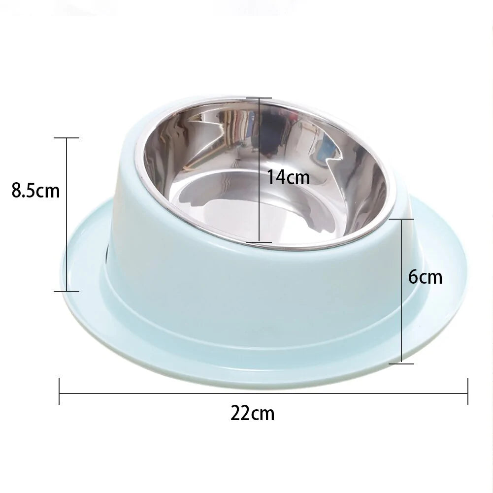 Hat shaped pet food bowl with tilted ergonomic design