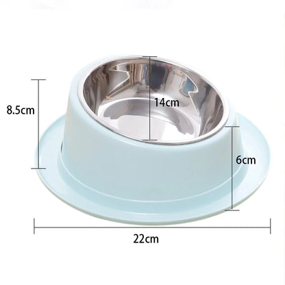 Hat shaped pet food bowl with tilted ergonomic design