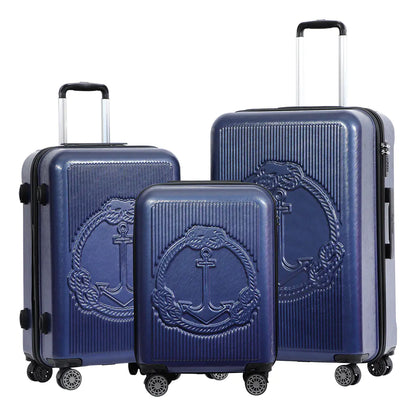 Biggdesign Ocean Hardshell Spinner Luggage Set, Navy Blue, 3 Piece - 61499513