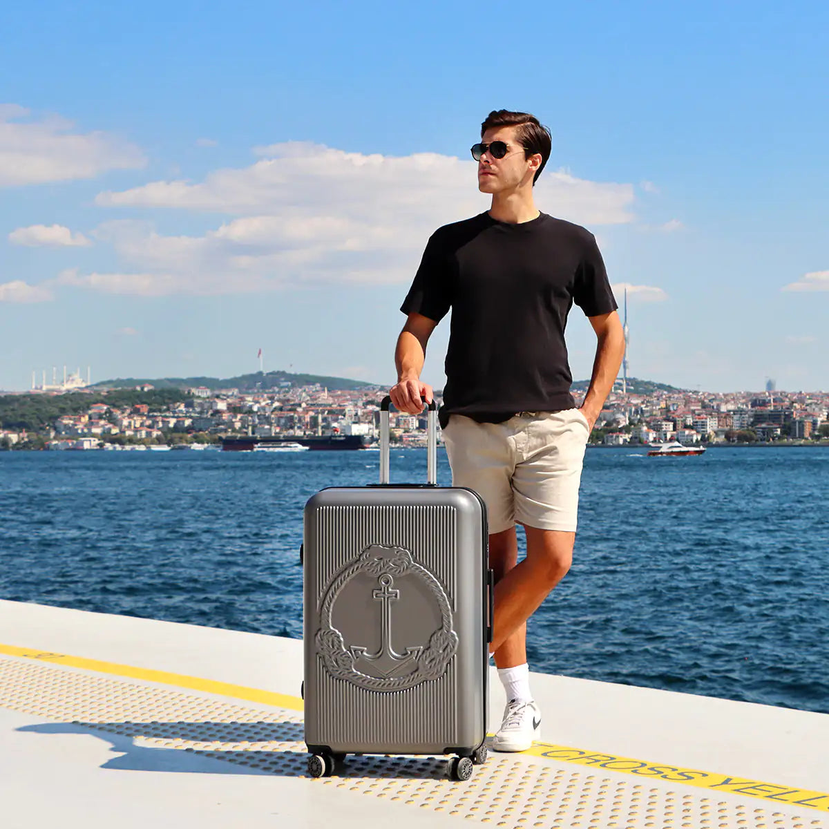Biggdesign Ocean Suitcase Luggage, Gray, Medium - 24613037