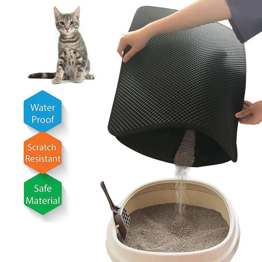Waterproof cat litter mat with textured surface to trap litter scatter