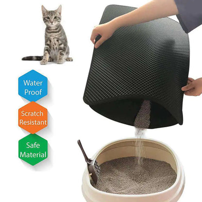Waterproof cat litter mat with textured surface to trap litter scatter