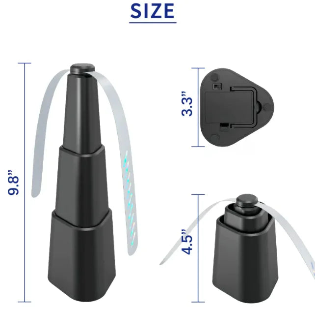 Retractable fly repellent fan placed on an outdoor patio table