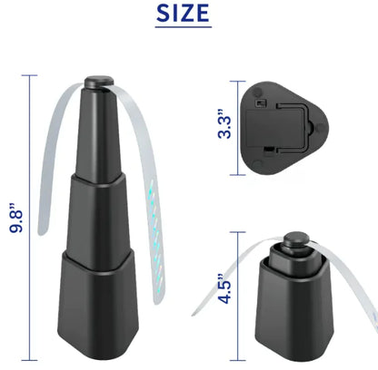 Retractable fly repellent fan placed on an outdoor patio table