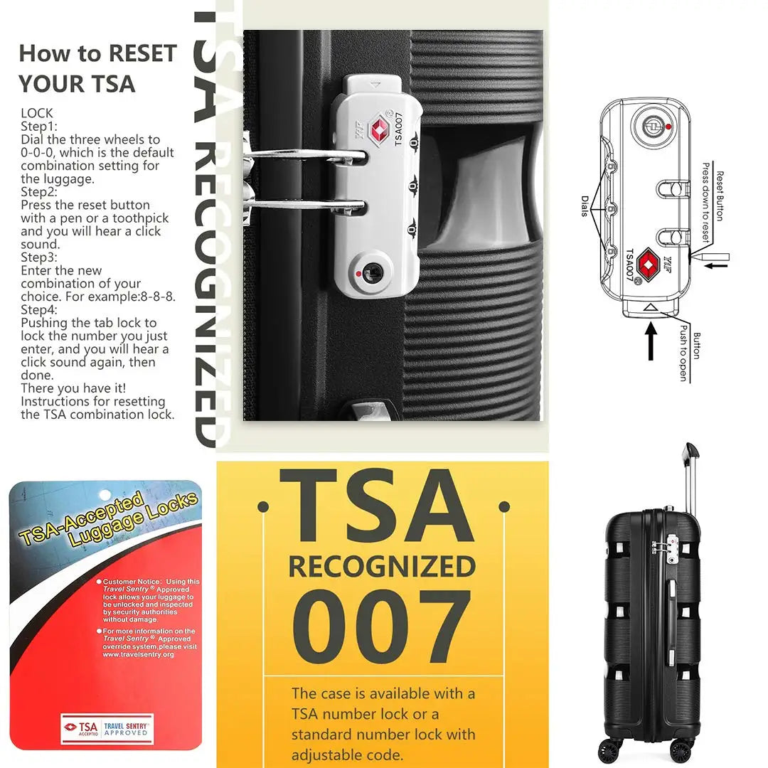 Kono Check-In Suitcase Spacious Hardshell TSA Approved