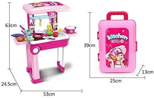 Pretend Play Kitchen Toy for Girls Travel Luggage