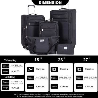 Luggage Set with Expandable, Lightweight Softside