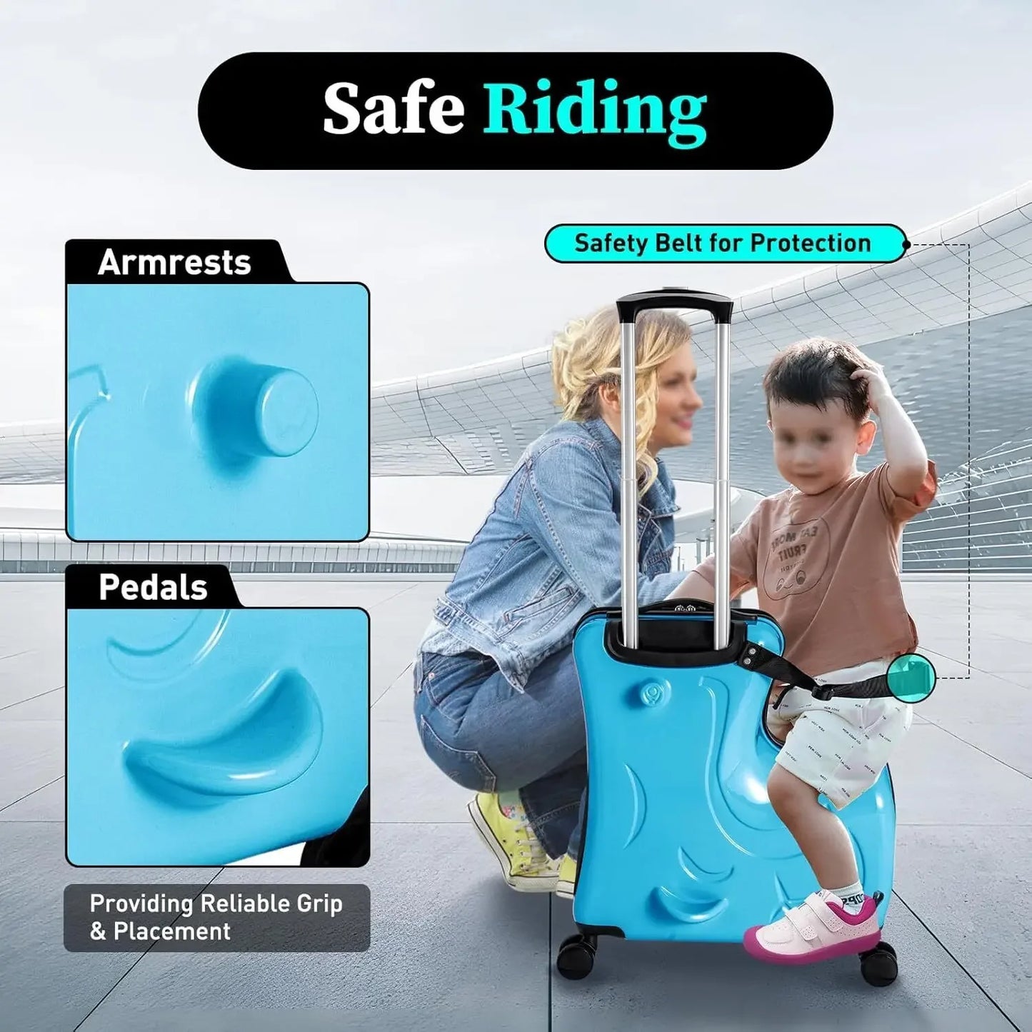 Kid's Ride-on Travel Suitcase Travel Rolling Luggage