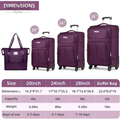 Luggage Sets,Soft side Expandable Suitcases Set,