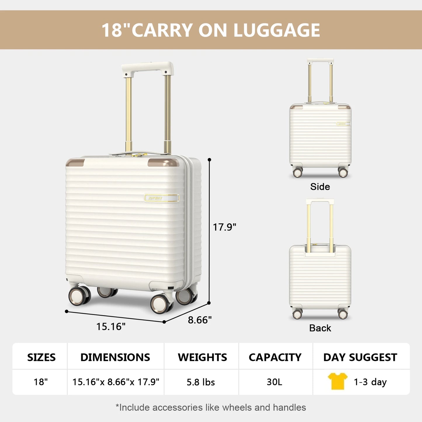 Joyway Mini 18-inch Carry-On Luggage Suitcase Lightweight