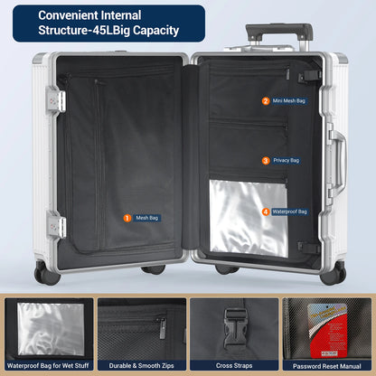 Airline Approved Carry On Luggage,Aluminum Framed
