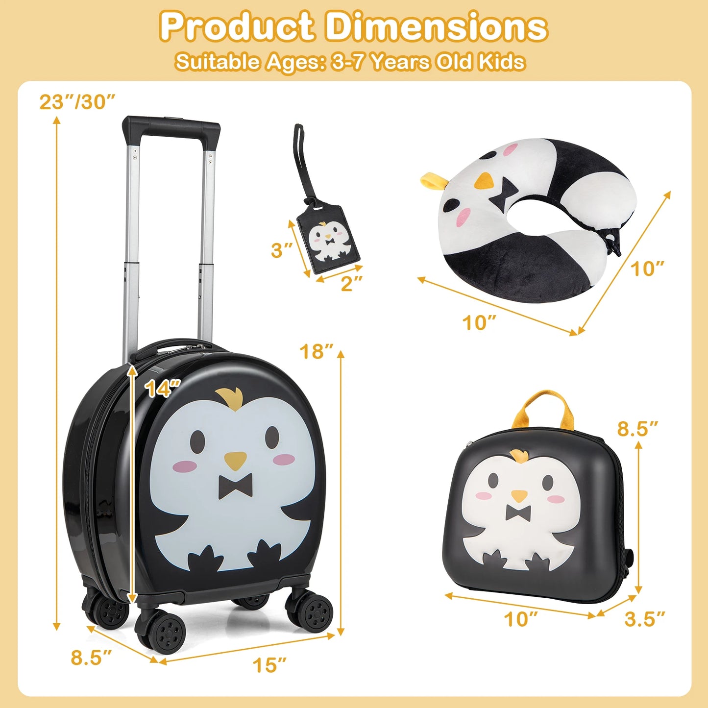 Piece Kid's Luggage Set  Carry-on Hardside