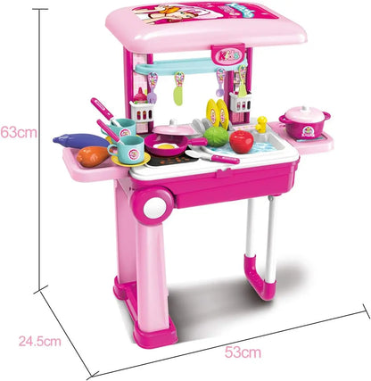 Pretend Play Kitchen Toy for Girls Travel Luggage