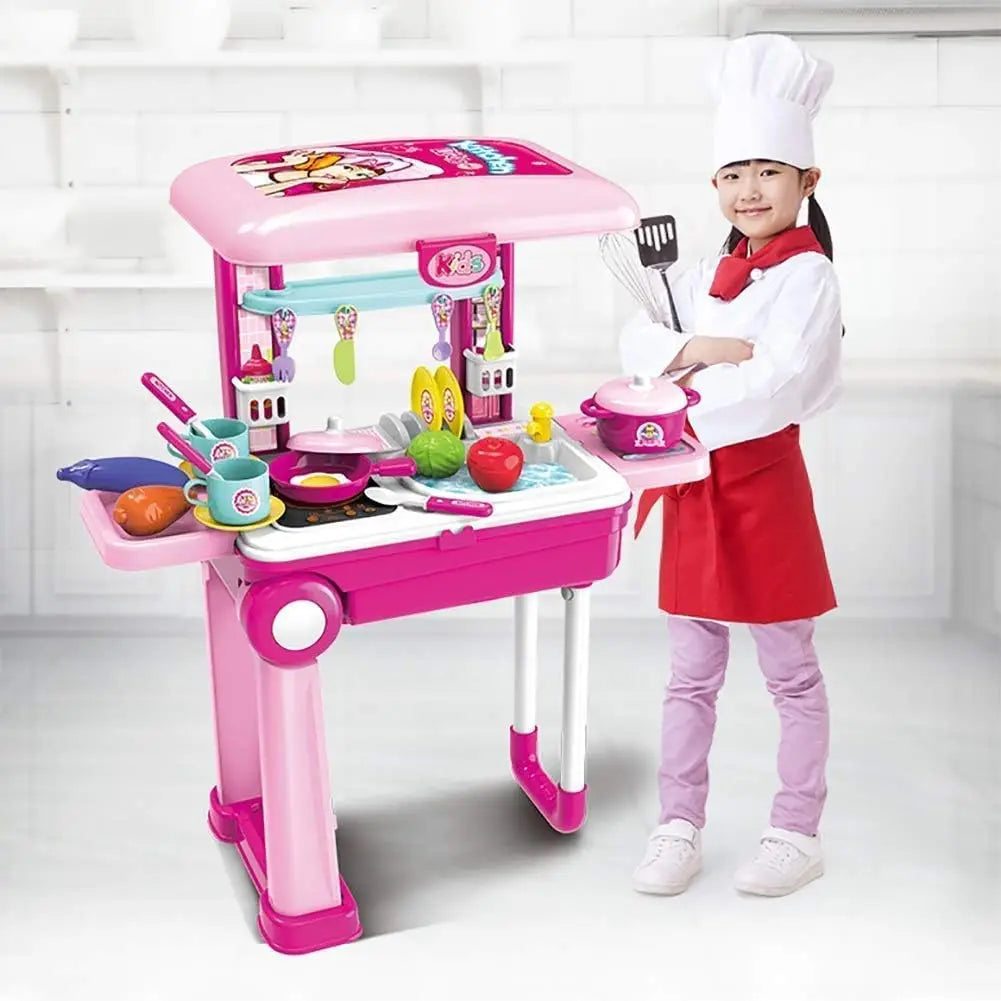 Pretend Play Kitchen Toy for Girls Travel Luggage